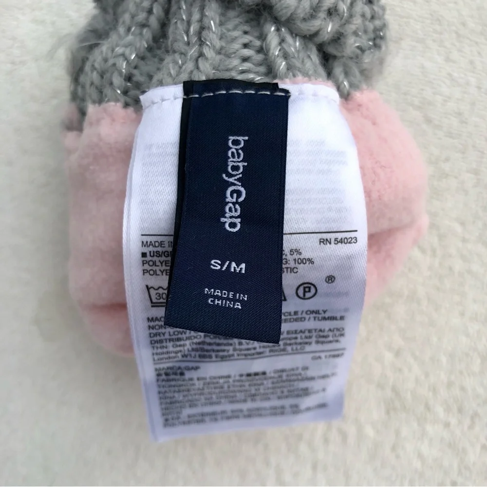 babyGap Mittens Baby/Toddler Gloves Crochet Pink Gray